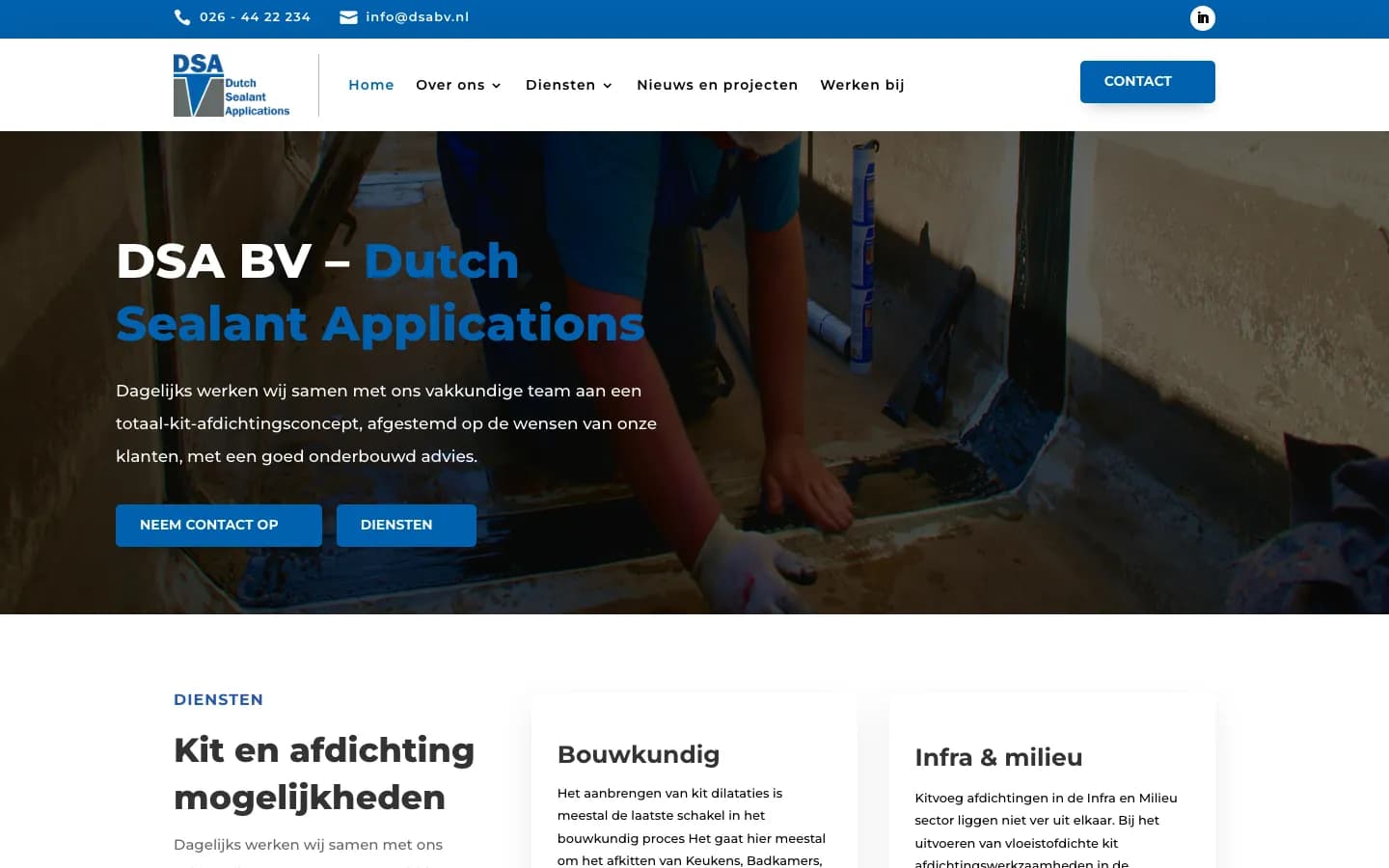De huidige homepage van dsabv.nl