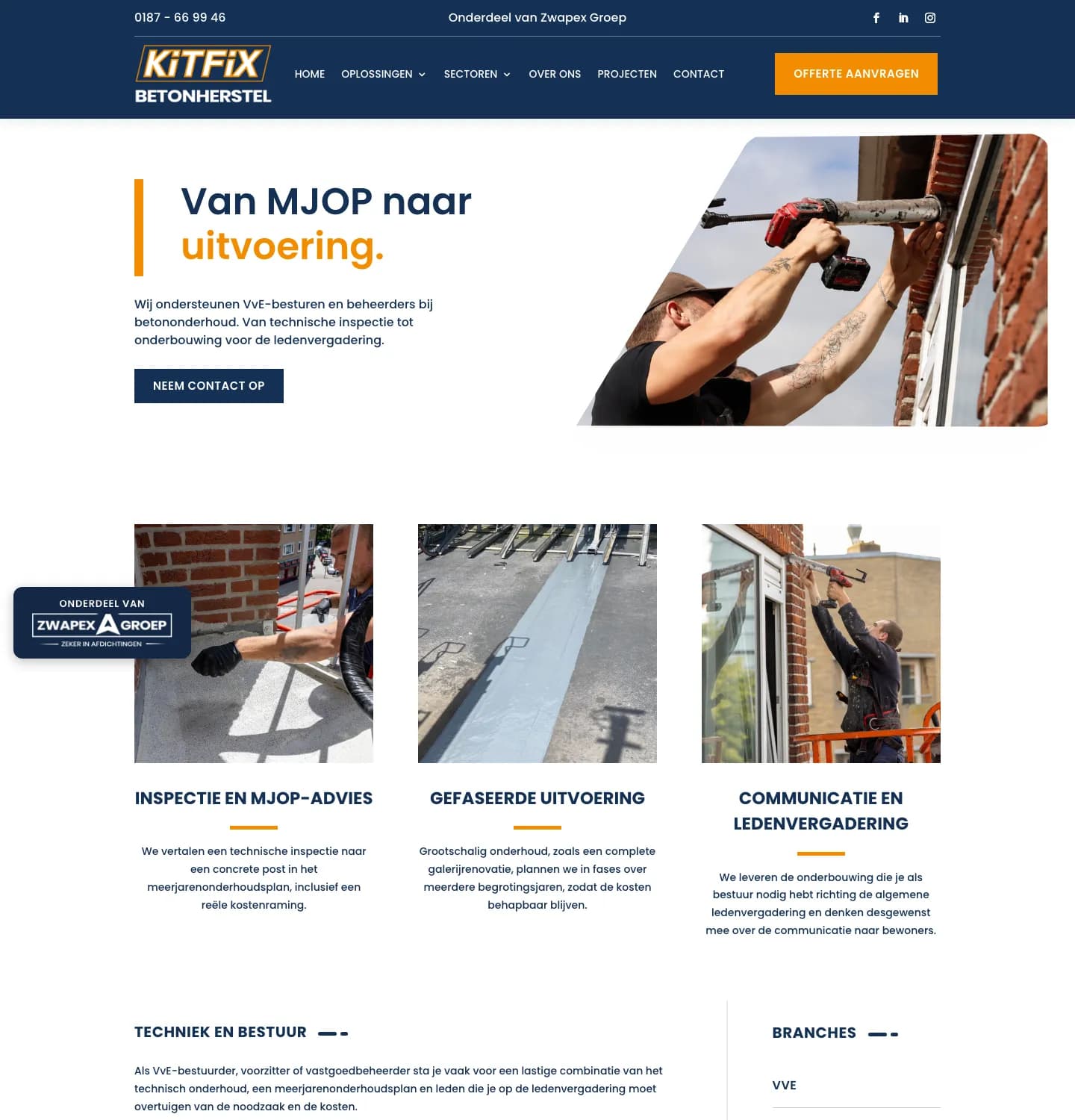 De VvE-pagina van de nieuwe Kitfix-site: Van MJOP naar uitvoering
